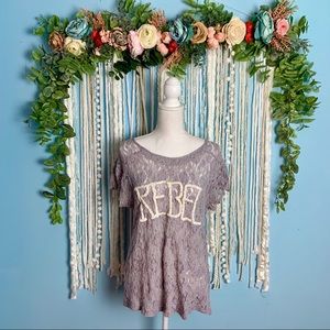 Free People Rebel In Lace Tee Medium